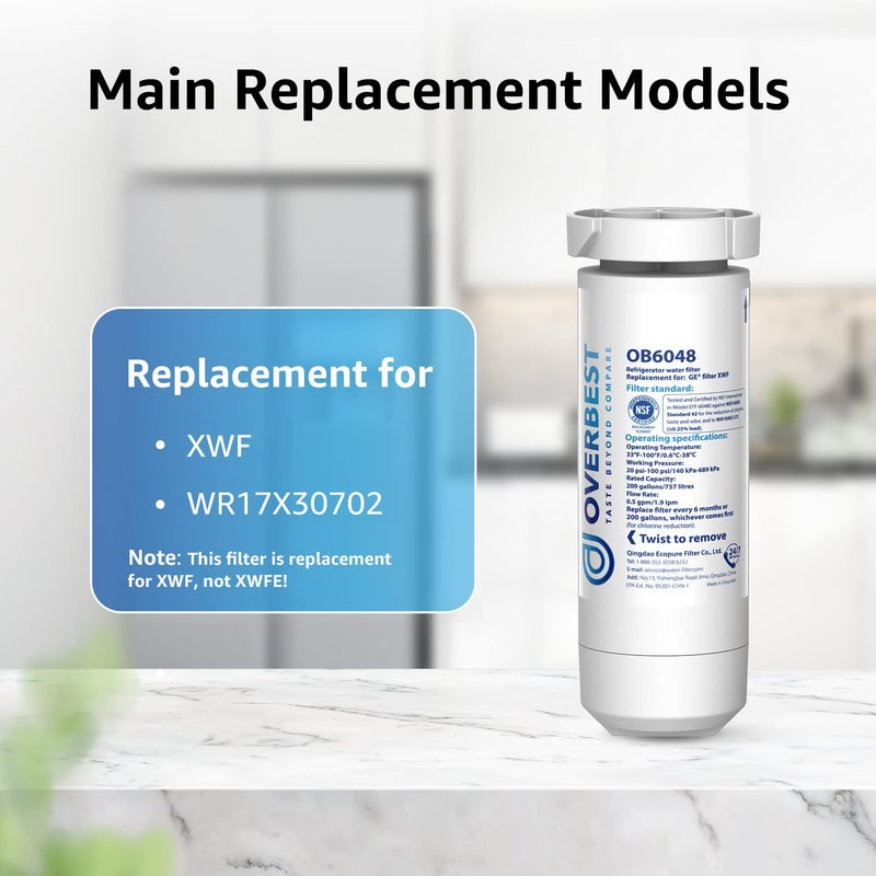Overbest XWF Replacement for GEÂ® XWF Refrigerator Water Filter, 3 Packs (Not XWFEÂ®) - Image 3